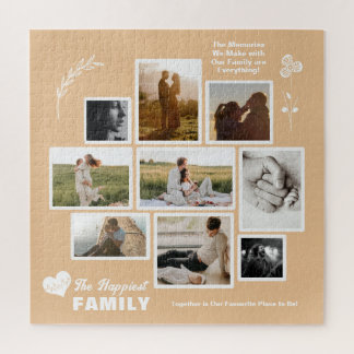 Family Memories Peach Orange Photo Collage Jigsaw Puzzle