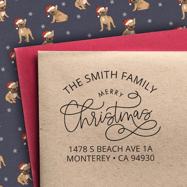 Family Merry Christmas Envelope Return Address Rubber Stamp (Creator Uploaded)