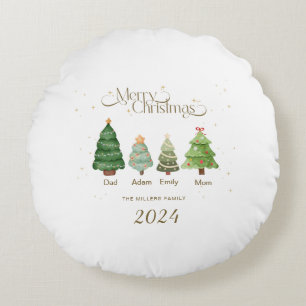 Family Merry Christmas Gift, Personalized Family Round Pillow