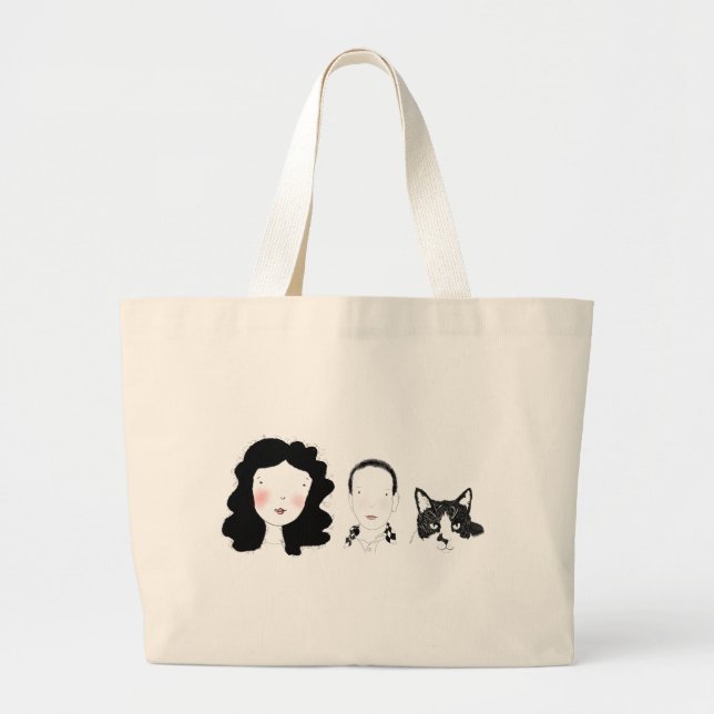 Family - minimal character design  large tote bag (Front)