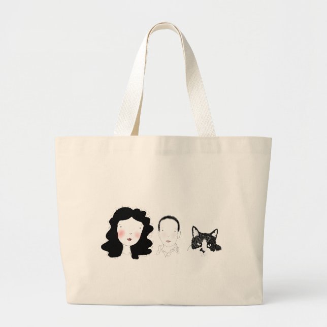 Family - minimal character design  large tote bag (Front)