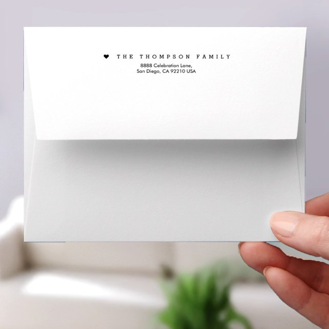 Family minimal Typewriter typography Modern heart Envelope (Customizable envelopes for family cards with return address.)
