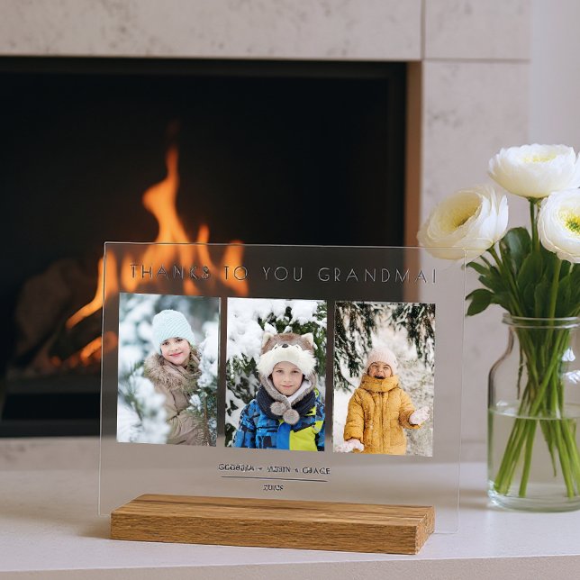 Family Minimalist 3 Photos Collage Keepsake (Family Minimalist 3 Photos Collage Keepsake Acrylic Signs. )