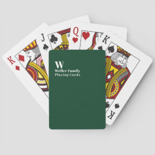 Family Minimalist Monogram dark-green Playing Cards