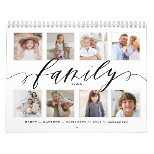 Family Modern Script   Family Photo Memories Calendar