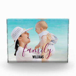 FAMILY Modern Simple Hearts Love Script Photo