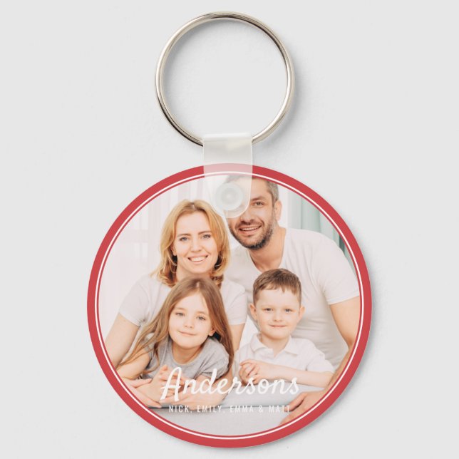 Family Modern Sporty Simple Photo Keepsake Keychain (Front)