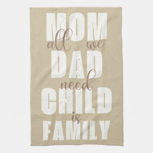 Family (Mom, Dad, Kid) White on Sand Kitchen Towel