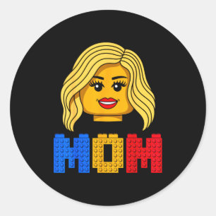 Family mom master builder building bricks blocks classic round sticker