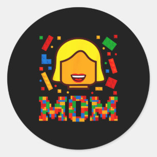 Family mom master builder building bricks blocksFa Classic Round Sticker
