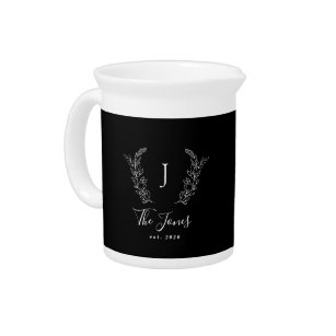 Family monogram and name personalized elegant pitcher