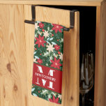 Family Monogram Christmas Plaid Kitchen Towel<br><div class="desc">Your initial and last name personalize this kitchen towel with a red,  green and cream Christmas poinsettia pattern. Perfect for your home decor or give as a gift. MATCHING items in our store.</div>