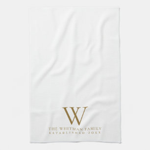Family Monogram Elegant  Gold Ivory Kitchen Towel