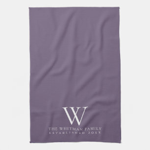 Family Monogram Elegant Purple Kitchen Towel