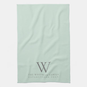Family Monogram Elegant Sage Green Kitchen Towel