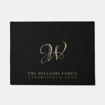 Family Monogram Elegant Script Black