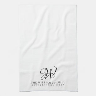 Family Monogram Elegant Script Kitchen Towel