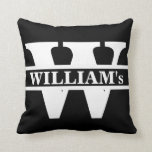 Family Monogram Initial Personalized Throw Pillow<br><div class="desc">Personalize the family monogram initial and name in place of the template initial and name.. Customize and change the background colour from black to another colour.if desired.</div>