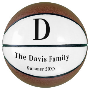 Family monogram name simple summer basketball