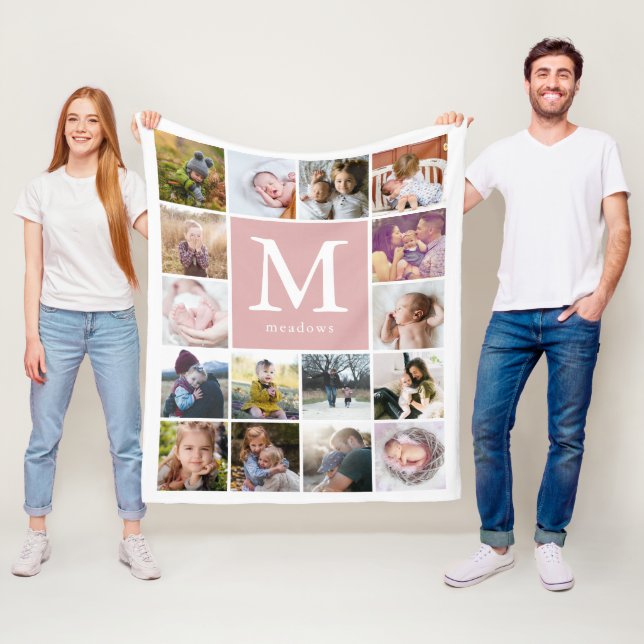 Family Monogram Photo Fleece Blanket (In Situ)