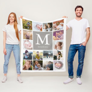 Family Monogram Photo Fleece Blanket