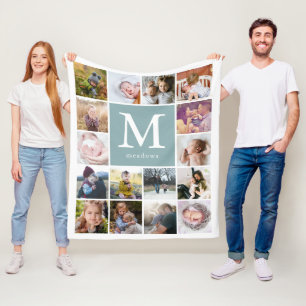 Family Monogram Photo Fleece Blanket