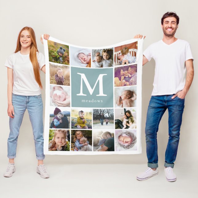 Family Monogram Photo Fleece Blanket (In Situ)