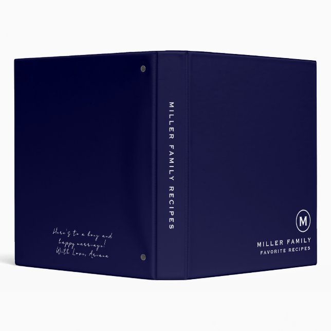 Family Monogram Recipe Binder Wedding Gift Message (Background)
