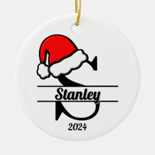 Family Monogram S Double Sided Ceramic Ornament