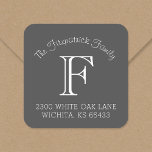 Family Monogram Square Address Labels<br><div class="desc">Custom return address stickers personalized with your family monogram and address. Use the design tools to change the background colour and fonts to further customize your own unique design.</div>