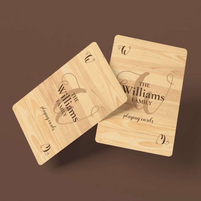 Family Monogrammed Wood like  Playing Cards (Creator Uploaded)