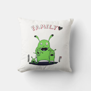 Family Monsters  Throw Pillow