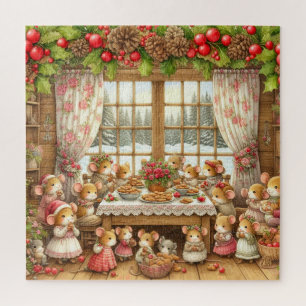 Family mouses at Christmas Jigsaw Puzzle