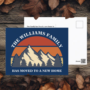 Family Moved to the Mountains Change of Address Postcard
