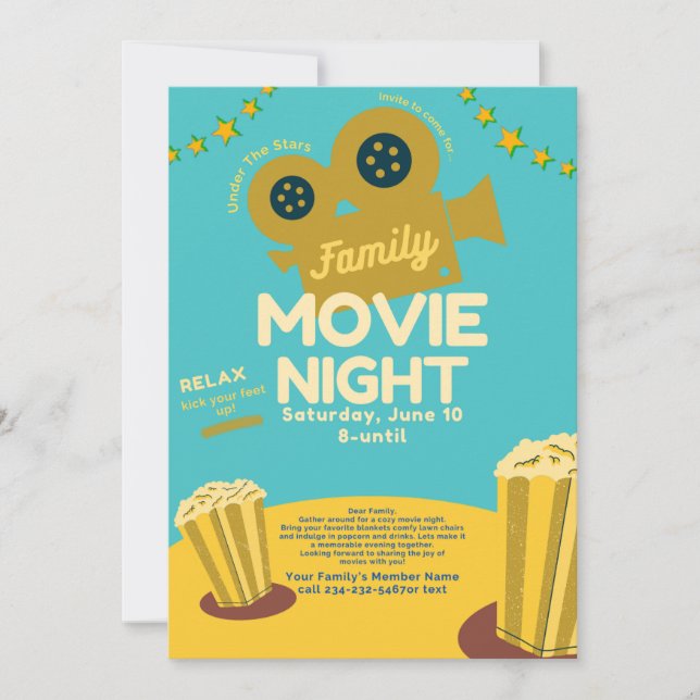 Family Movie Night Extravaganza! Invitation (Front)