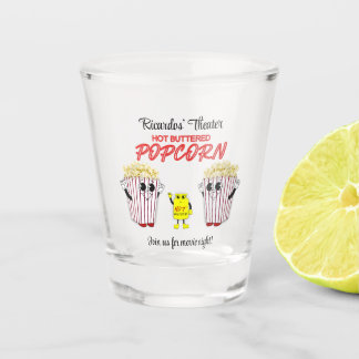 Family Movie Theatre Fun Popcorn Mascots Shot Glass