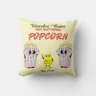 Family Movie Theatre with Hot Buttered Popcorn Throw Pillow