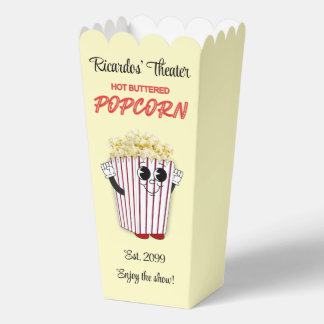 Family Movie Theatre With Popcorn Cartoon Art Favor Box