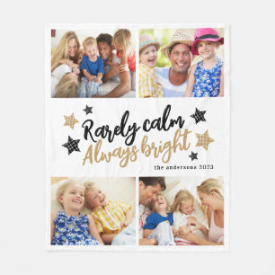 Family Multi Photo Collage Calm Bright Fleece Blanket