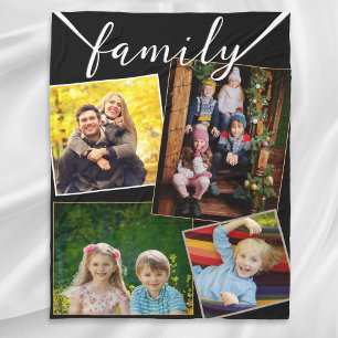 Family Multi Photo Gallery Collage Stylish Modern Fleece Blanket