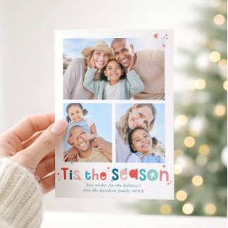 FAMILY MULTI PHOTO modern fun quote typography Holiday Card