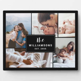 Family Multiple Photo Collage Established Black Plaque
