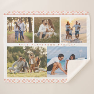 Family Name 5 Photo Collage Pink Girly Modern Sherpa Blanket