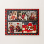 Family Name 5 Photo Collage Red Plaid Modern Jigsaw Puzzle<br><div class="desc">Family Name 5 Photo Collage Red Plaid Modern Jigsaw Puzzle features a photo collage of five of your favourite photos with your personalized family name in elegant white script on a red plaid background. Personalize by editing the text in the text boxes provided. Perfect gift for birthday, Christmas, Mother's Day,...</div>