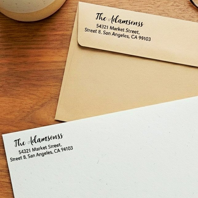 Family Name & Address | Fancy Return Address Self-inking Stamp (custom family address stamp, self inking return address stamp)