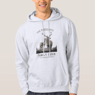 Family Name Cabin Deer Pine Tree Forest Mountains Hoodie