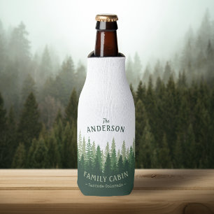 Family Name Cabin Location Pine Tree Forest Bottle Cooler