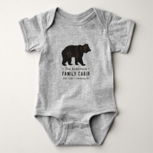 Family Name Cabin Rustic Brown Black Bear Baby Bodysuit