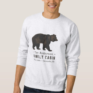 Family Name Cabin Rustic Brown Black Bear Sweatshirt