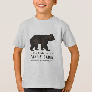 Family Name Cabin Rustic Brown Black Bear T-Shirt